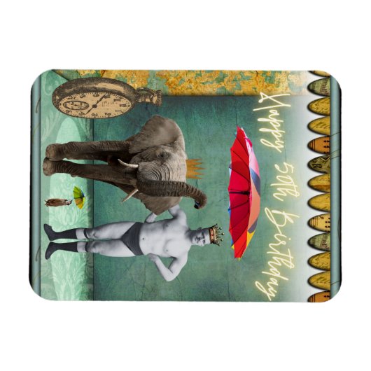 Funky  Strongman 50th Birthday Magneet (Horizontaal)