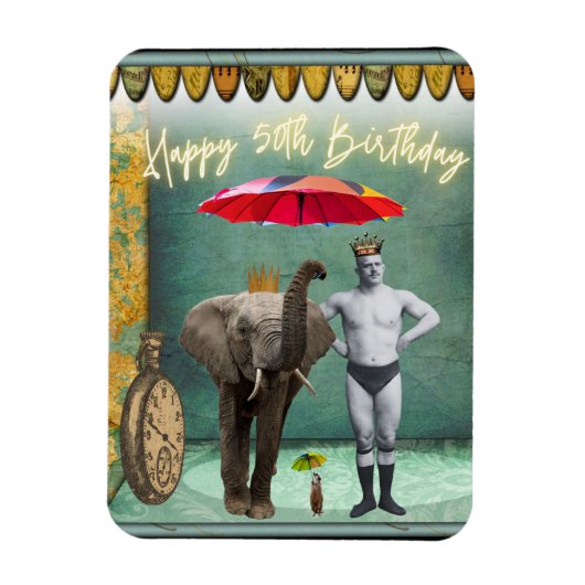 Funky  Strongman 50th Birthday Magneet (Verticaal)