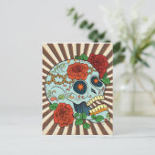 Funky Sugar Skulls Dia de los Muertos Briefkaart (Staand voorkant)