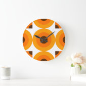 Funky Summer Sinaasappel Brown Circles Art Pattern Grote Klok (Huis)