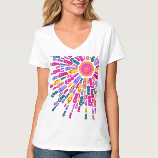Funky Summer Sun Teenslippers Rays T-Shirt (Voorkant)
