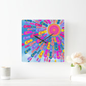 Funky Summer Teenslippers Rays Wall Clock Vierkante Klok (Huis)