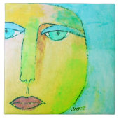 Funky Sun Face Abstract schilderij Tegeltje (Voorkant)