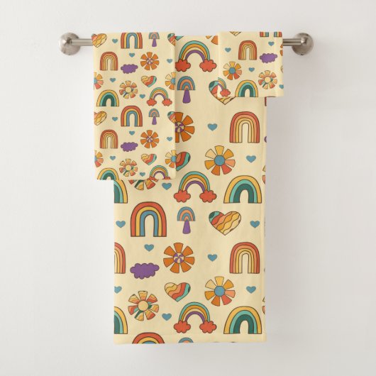 Funky Swirl Towel Groovy Boho Bathroom Decor Bad Handdoek (Insitu)