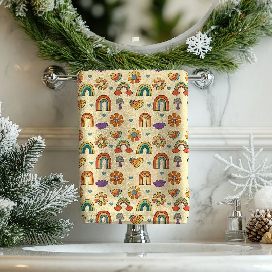 Funky Swirl Towel Groovy Boho Bathroom Decor Bad Handdoek