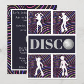 Funky Swirls Disco Theme 70's Party Kaart (Voorkant / Achterkant)