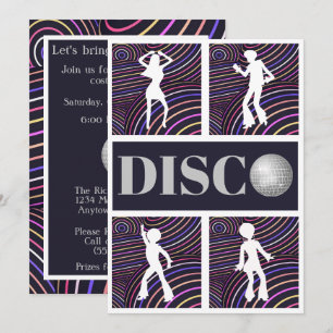 Funky Swirls Disco Theme 70's Party Kaart