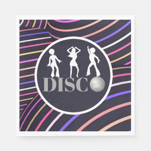 Funky Swirls Disco Theme 70's Party Servet (Voorkant)