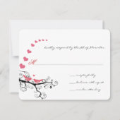 Funky Swirly Pink Love Bird Tree Weddenschap RSVP (Voorkant)