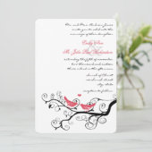 Funky Swirly Pink Love Bird Wedding Inviting Kaart (Staand voorkant)
