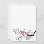 Funky Swirly Pink Love Bird Wedding Inviting Kaart (Achterkant)