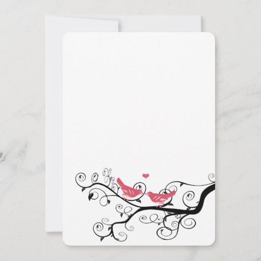 Funky Swirly Pink Love Bird Wedding Inviting Kaart (Achterkant)