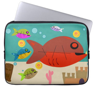 Funky Tank van de Vissen van Jaren '50 Laptop Sleeve
