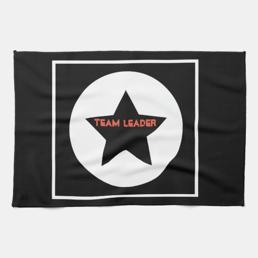 Funky Team Leader Star Black en White Theedoek (Horizontaal)