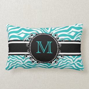 Funky Teen of Tween BLUE Zebra Print met monogram Kussen