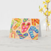 Funky Teenslipper Kaart (Gele Bloem)