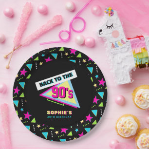 Funky Terug Naar De Jaren 90 Retro 30e Verjaardags Papieren Bordje