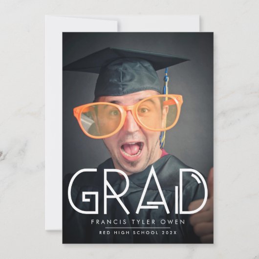 Funky Text AFSTUDEERDER met foto | Klasse 2023 Aankondiging (Voorkant)