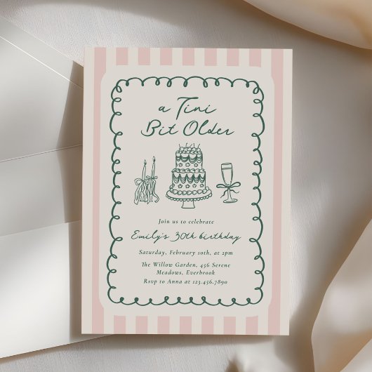 Funky Tini Bit Older Hand Drawn 30th Birthday Kaart