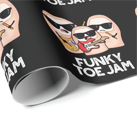 Funky Toe Jam Funny Music Pun Dark BG Cadeaupapier (Rol Hoek)