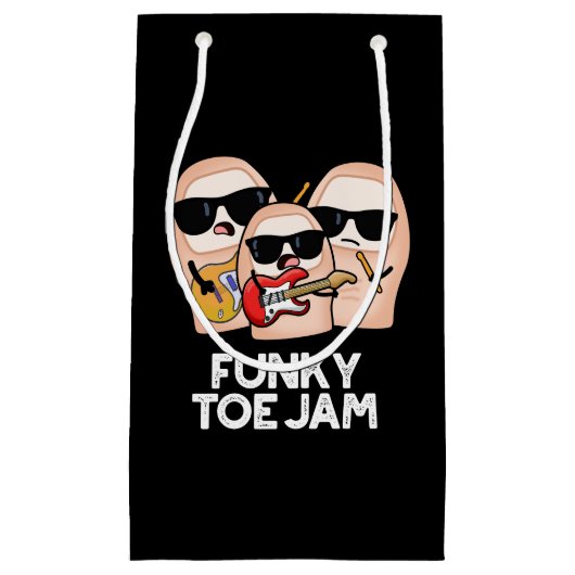 Funky Toe Jam Funny Music Pun Dark BG Klein Cadeauzakje (Voorkant)