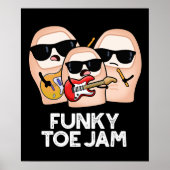 Funky Toe Jam Funny Music Pun Dark BG Poster (Voorkant)