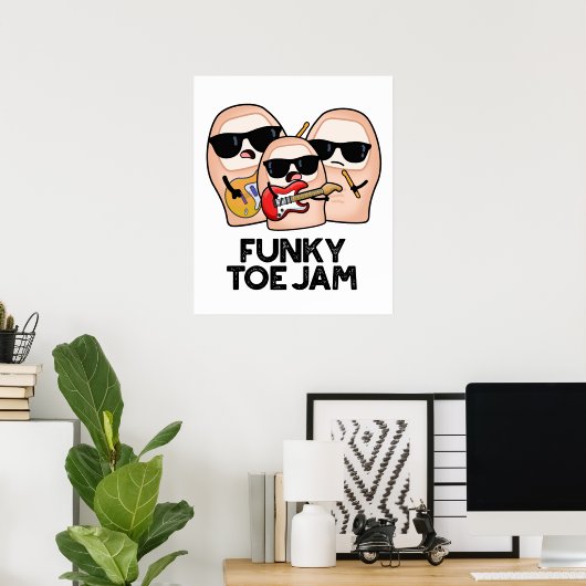 Funky Toe Jam Funny Music Pun Poster (Thuiskantoor)
