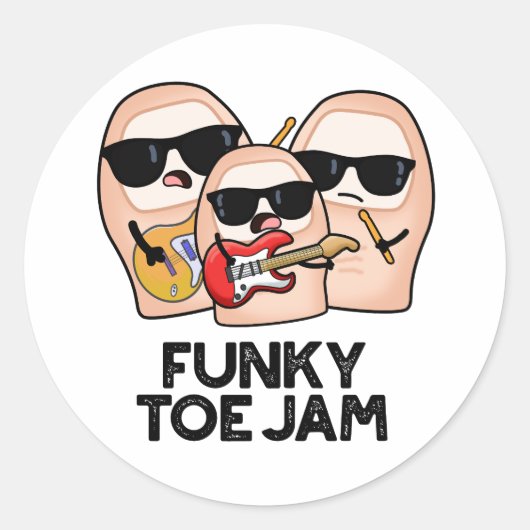 Funky Toe Jam Funny Music Pun Ronde Sticker (Voorkant)