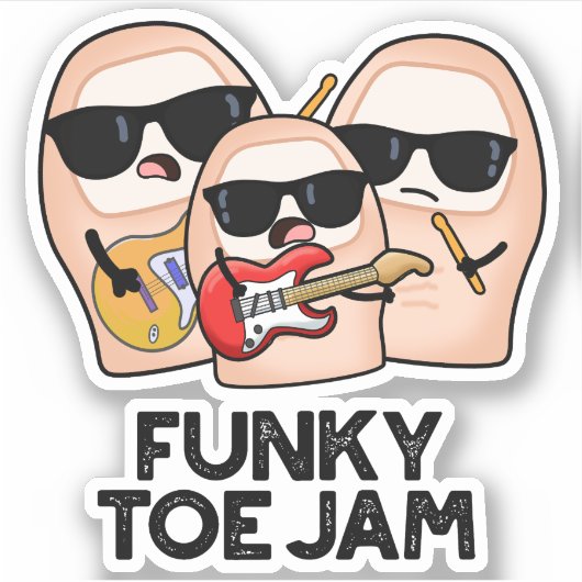 Funky Toe Jam Funny Music Pun Sticker (Voorkant)
