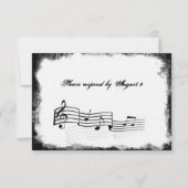 Funky Torn Paper Black Music Rsvp met enveloppen (Voorkant)