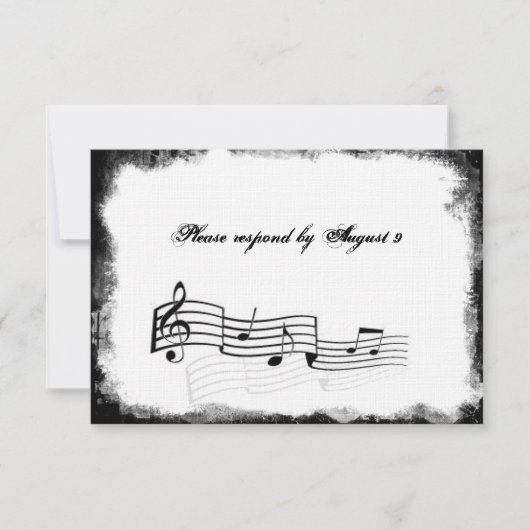 Funky Torn Paper Black Music Rsvp met enveloppen (Voorkant)