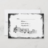Funky Torn Paper Black Music Rsvp met enveloppen (Achterkant)