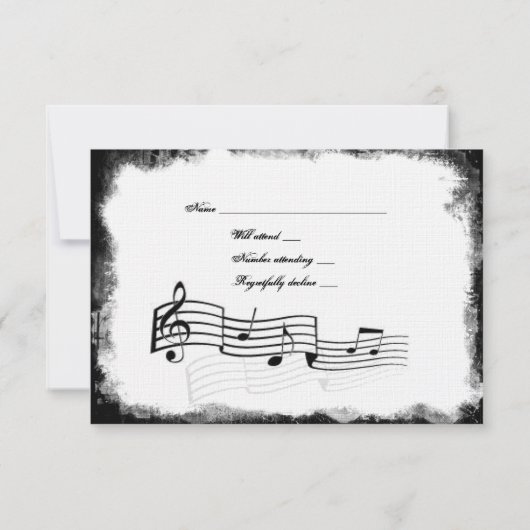 Funky Torn Paper Black Music Rsvp met enveloppen (Achterkant)