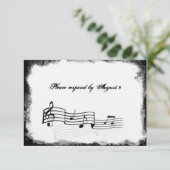Funky Torn Paper Black Music Rsvp met enveloppen (Staand voorkant)
