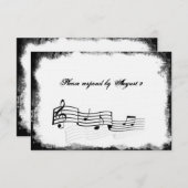 Funky Torn Paper Black Music Rsvp met enveloppen (Voorkant / Achterkant)