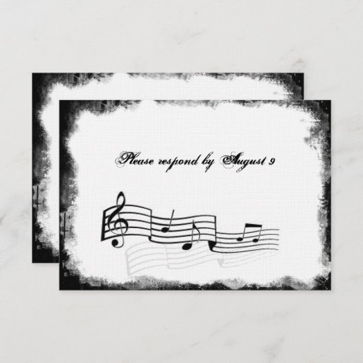 Funky Torn Paper Black Music Rsvp met enveloppen (Voorkant / Achterkant)
