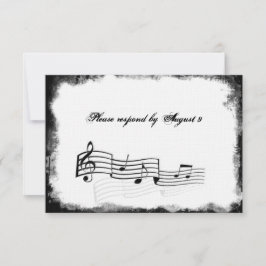Funky Torn Paper Black Music Rsvp met enveloppen Kaartje