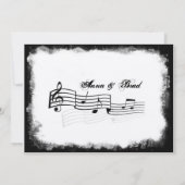 Funky Torn Paper Black Music Wedding Invitation Kaart (Achterkant)