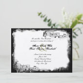 Funky Torn Paper Black Music Wedding Invitation Kaart (Staand voorkant)
