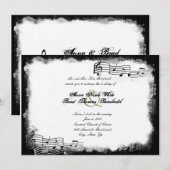 Funky Torn Paper Black Music Wedding Invitation Kaart (Voorkant / Achterkant)