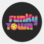 Funky Town Ronde Sticker (Voorkant)