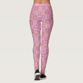 Funky Trendy Cute Geometric Pink Blocks Squares Leggings (Achterkant)