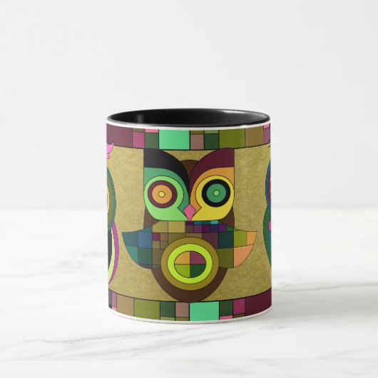 Funky Tribal Aztec Uilen op Faux Gold Foil Mok (Midden)