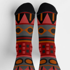 Funky Tribal Patroon Roze Oranje en Blauw Sokken