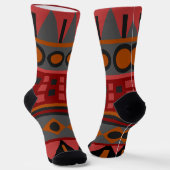 Funky Tribal Patroon Roze Oranje en Blauw Sokken (Gebogen)