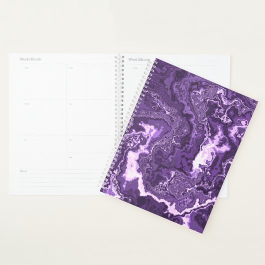 Funky Trippy Boho Hippie Monochroom Paars Marmer Planner (Display)