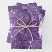 Funky Trippy Boho Hippie Monochroom Paarse Marmer Inpakpapier Vel (In situ)