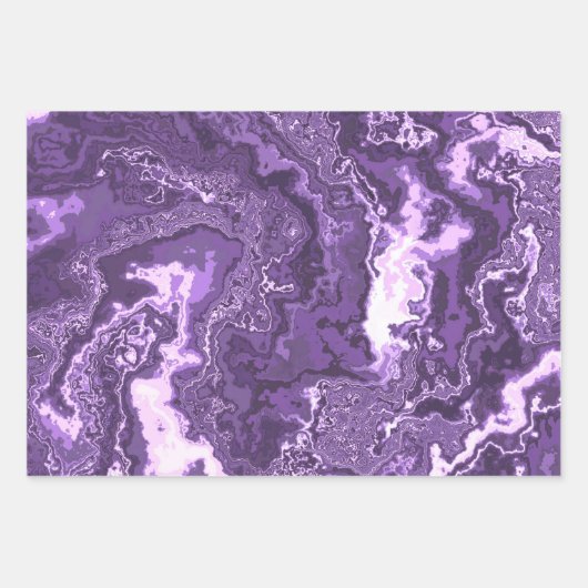 Funky Trippy Boho Hippie Monochroom Paarse Marmer Inpakpapier Vel (Voorkant 3)