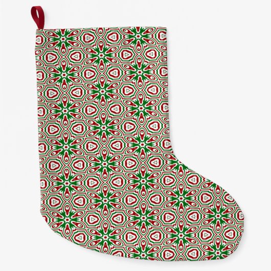 Funky Trippy Eclectische Boho Kerst Kaleidoscoop Grote Kerstsok (Voorkant)