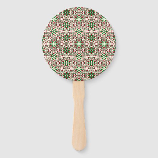 Funky Trippy Eclectische Boho Kerst Kaleidoscoop Handwaaier (Voorkant)